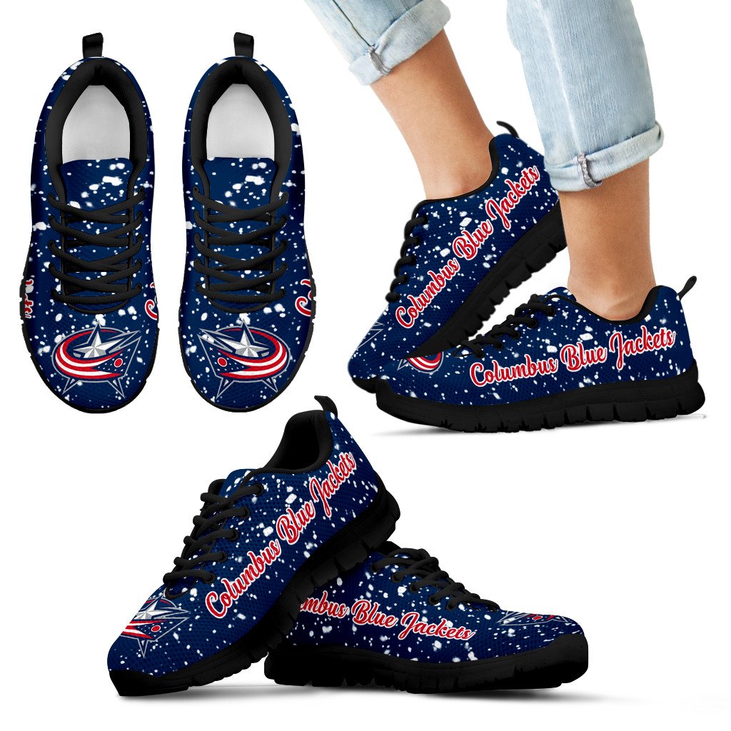 Christmas Snowing Incredible Pattern Columbus Blue Jackets Sneakers Christmas Snowing Incredible Pattern Columbus Blue Jackets Sneakers