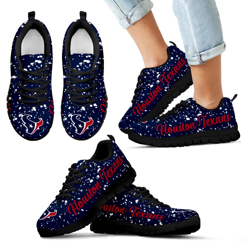 Christmas Snowing Incredible Pattern Houston Texans Sneakers Christmas Snowing Incredible Pattern Houston Texans Sneakers