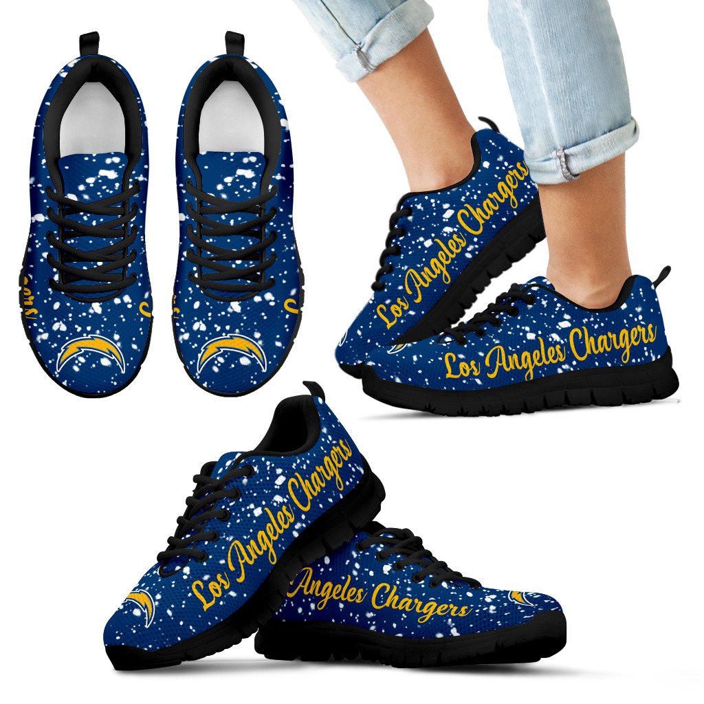 Christmas Snowing Incredible Pattern Los Angeles Chargers Sneakers Christmas Snowing Incredible Pattern Los Angeles Chargers Sneakers