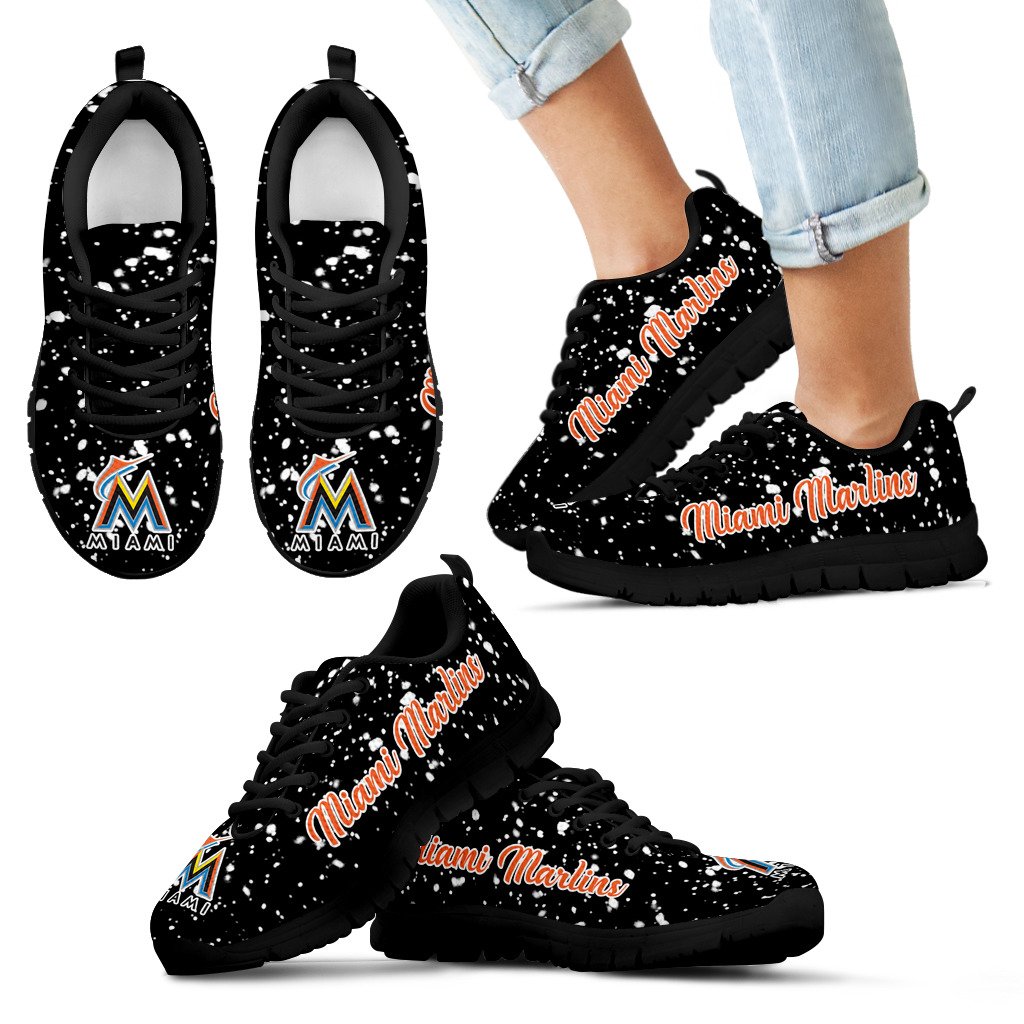 Christmas Snowing Incredible Pattern Miami Marlins Sneakers Christmas Snowing Incredible Pattern Miami Marlins Sneakers