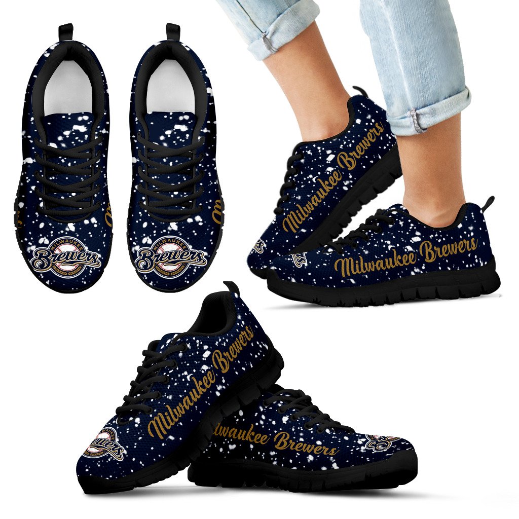 Christmas Snowing Incredible Pattern Milwaukee Brewers Sneakers Christmas Snowing Incredible Pattern Milwaukee Brewers Sneakers