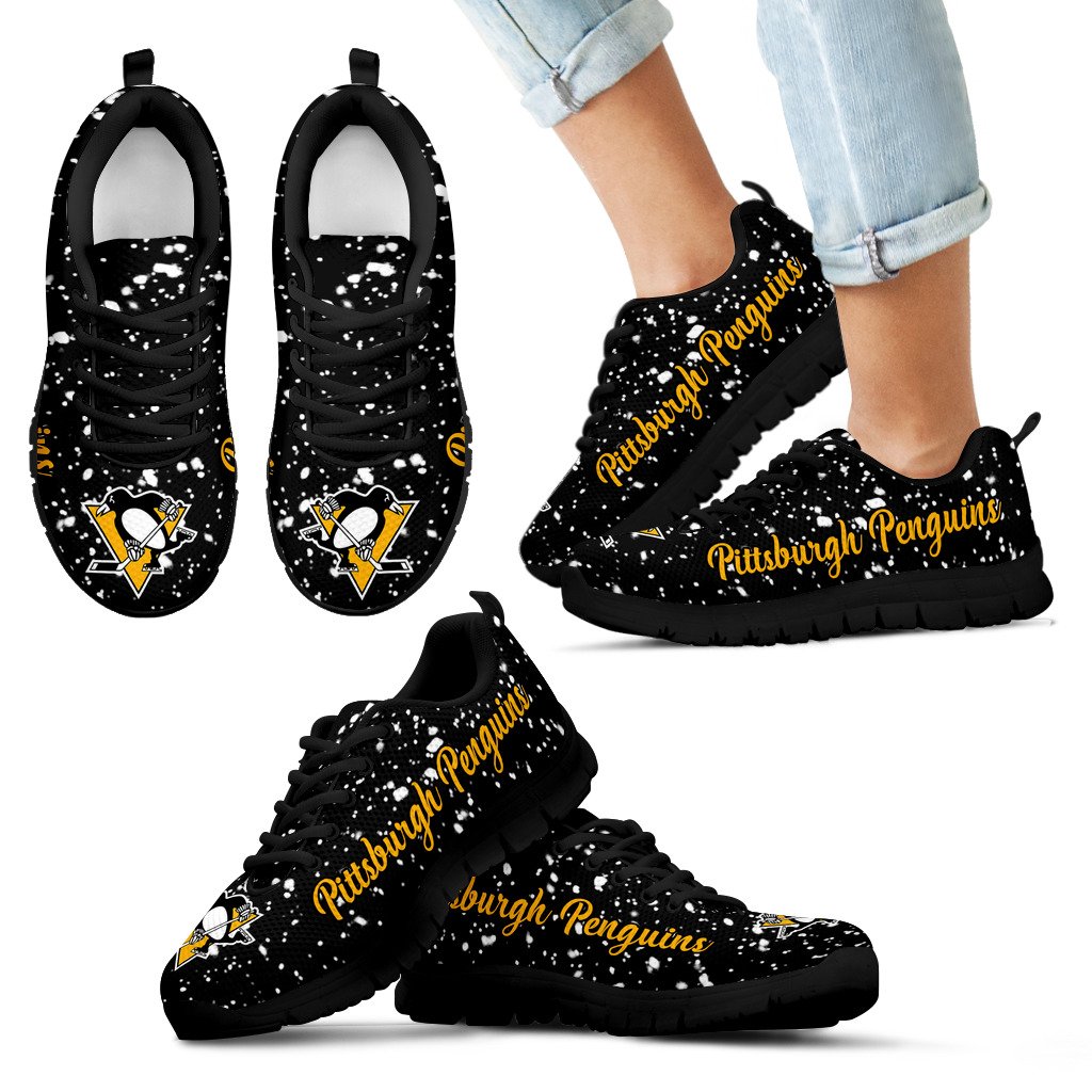 Christmas Snowing Incredible Pattern Pittsburgh Penguins Sneakers Christmas Snowing Incredible Pattern Pittsburgh Penguins Sneakers