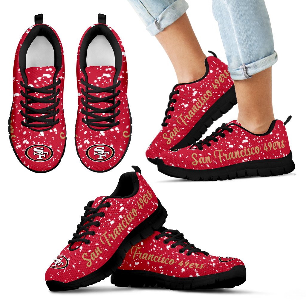 Christmas Snowing Incredible Pattern San Francisco 49ers Sneakers Christmas Snowing Incredible Pattern San Francisco 49ers Sneakers