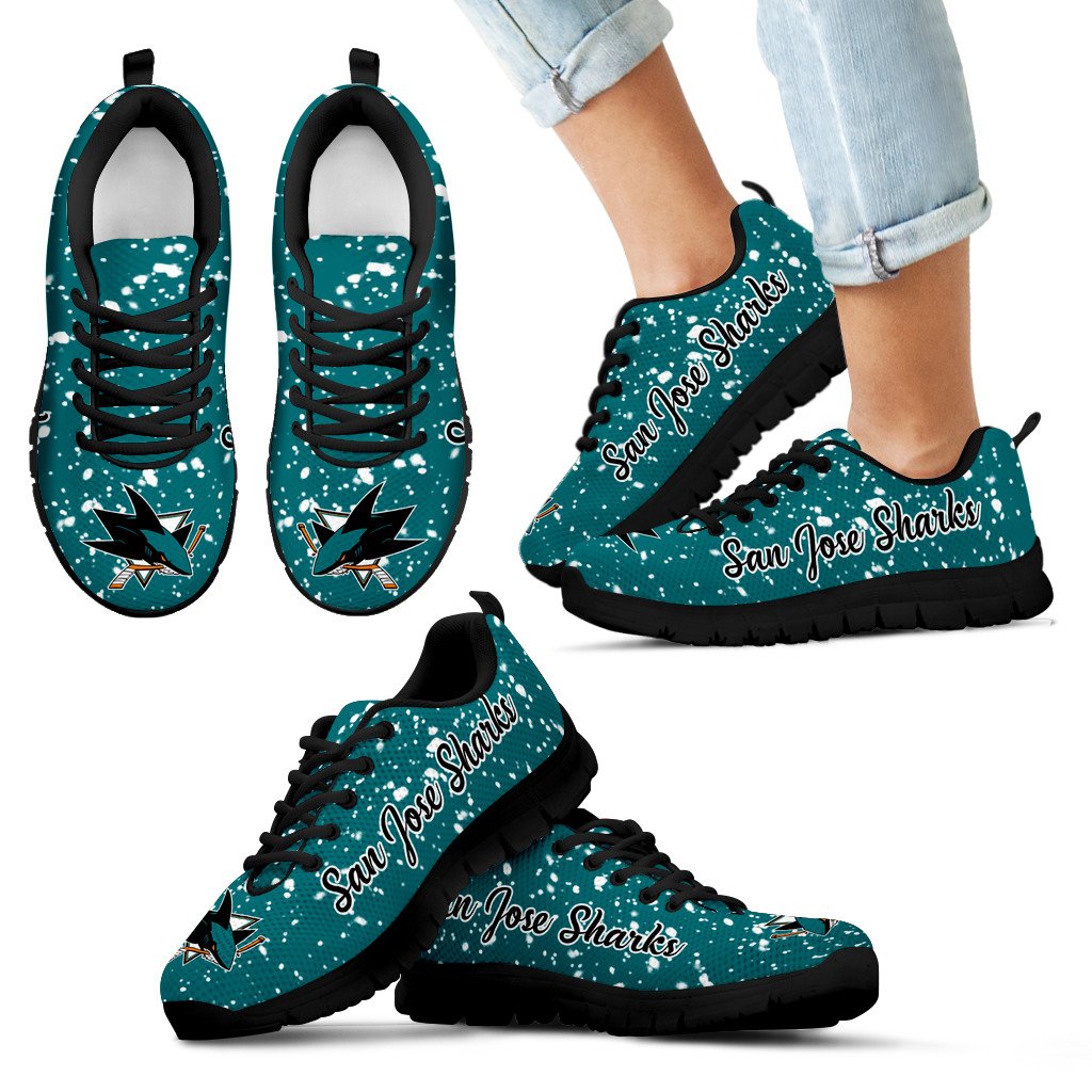 Christmas Snowing Incredible Pattern San Jose Sharks Sneakers Christmas Snowing Incredible Pattern San Jose Sharks Sneakers