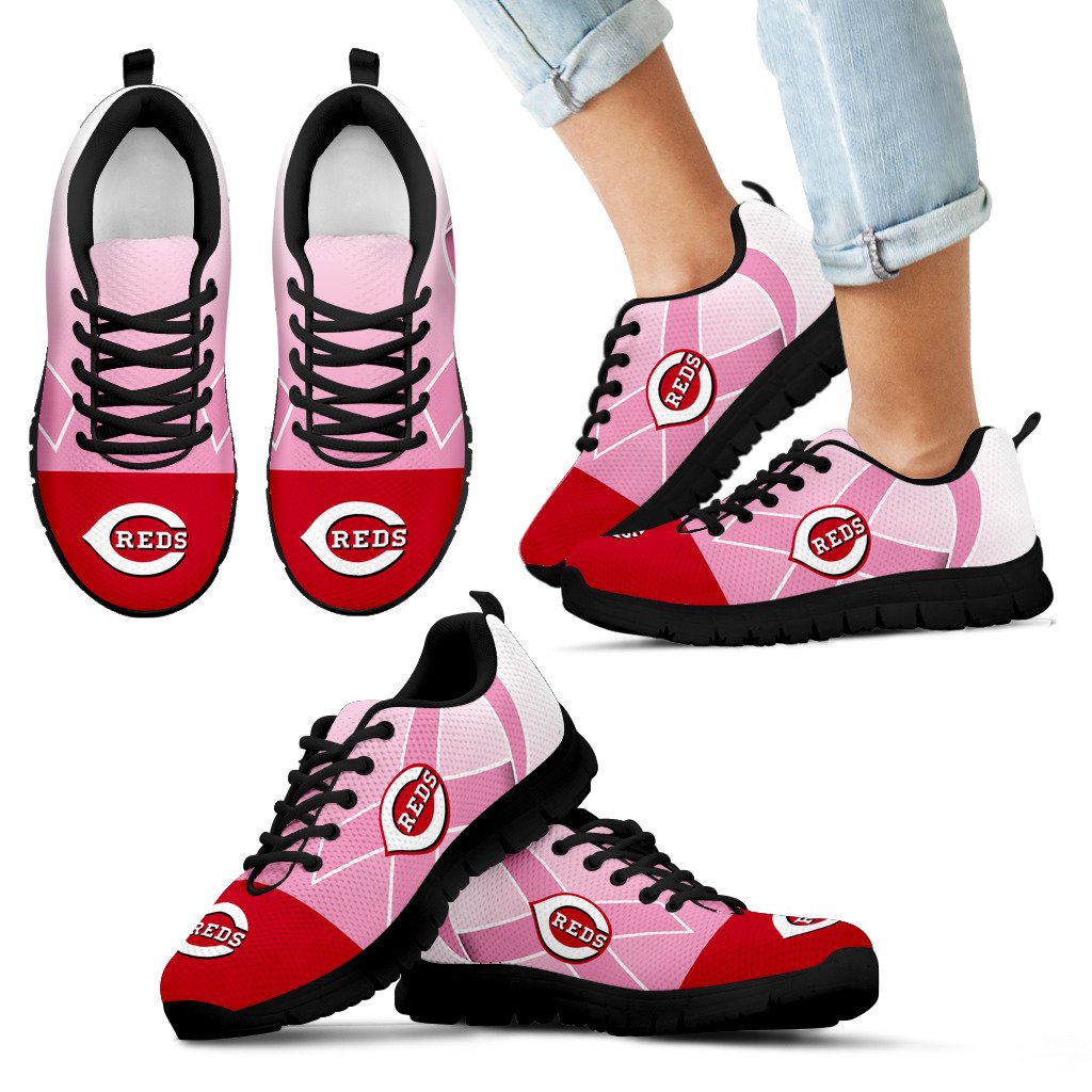Cincinnati Reds Cancer Pink Ribbon Sneakers Cincinnati Reds Cancer Pink Ribbon Sneakers