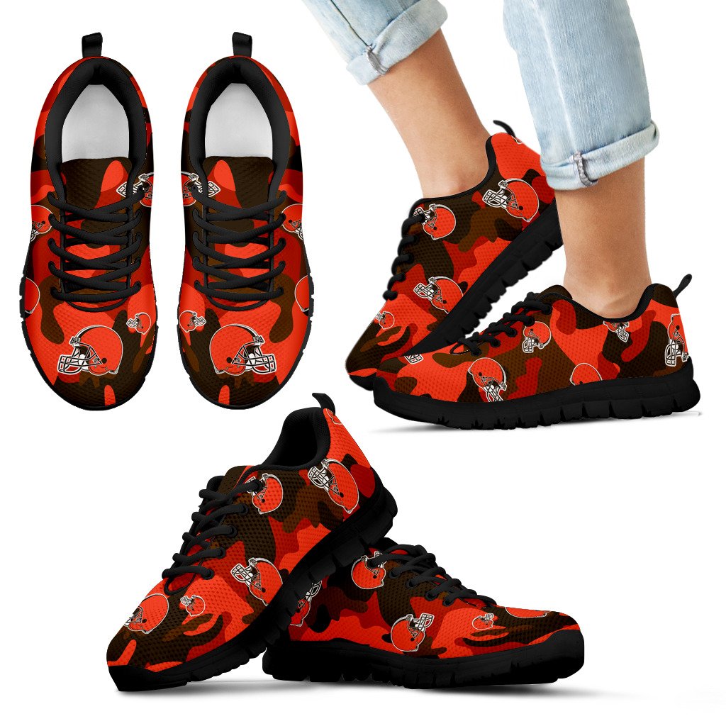 Cleveland Browns Cotton Camouflage Fabric Military Solider Style Sneakers Cleveland Browns Cotton Camouflage Fabric Military Solider Style Sneakers