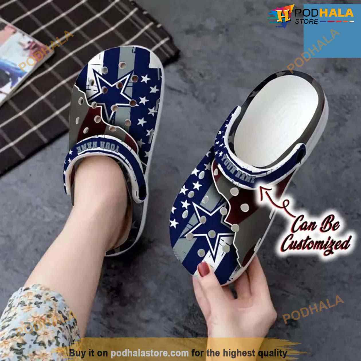 Cowboys Crocs – Personalized Dallas Cowboys Team American Flag Line Clog Shoes Cowboys Crocs – Personalized Dallas Cowboys Team American Flag Line Clog Shoes