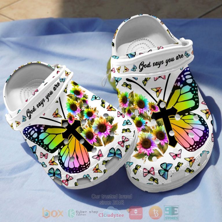 Cross-Butterfly-Sunflowers-God-Say-You-Are-Crocs-Crocband-Shoes-1