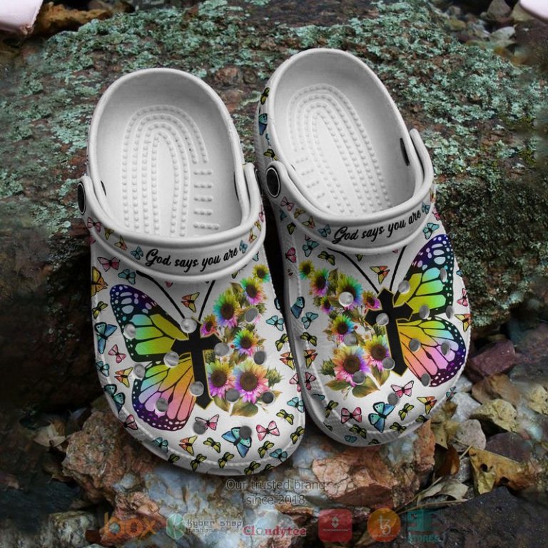 Cross-Butterfly-Sunflowers-God-Say-You-Are-Crocs-Crocband-Shoes-2