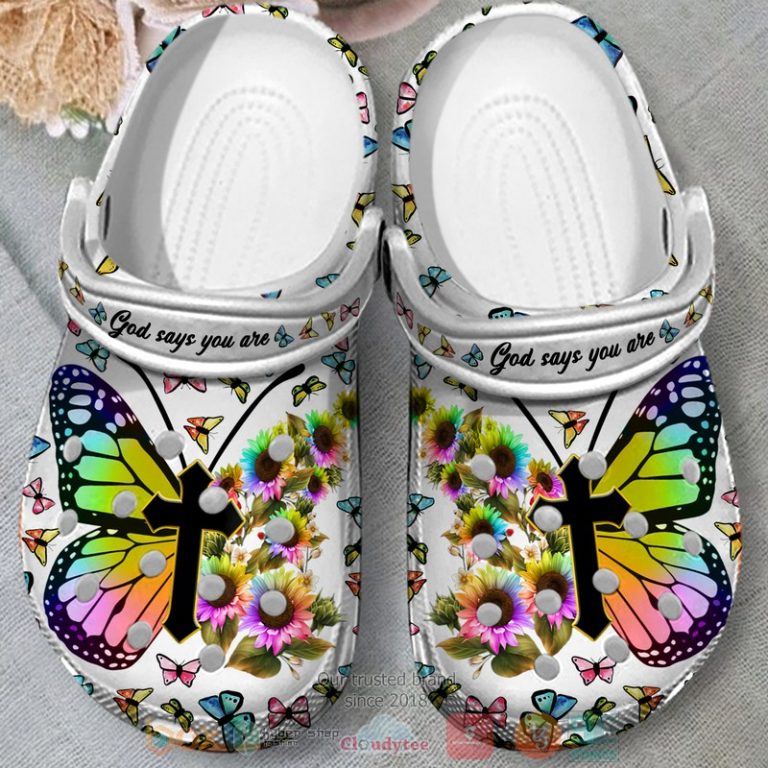 Cross-Butterfly-Sunflowers-God-Say-You-Are-Crocs-Crocband-Shoes-3