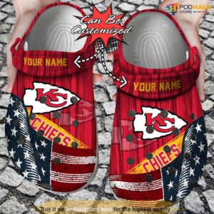 Custom Name US American Flag Kansas City Chiefs Crocs