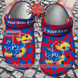 [Custom name] Kansas Jayhawks Cow Animal Print Crocs Gift