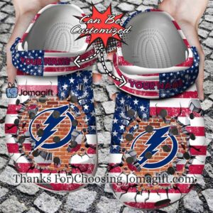[Custom name] Tampa Bay Lightning American Flag Crocs Gift