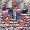 [Custom name] Toronto Blue Jays American Flag Crocs Gift