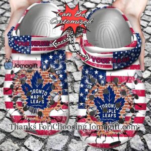 [Custom name] Toronto Maple Leafs American Flag Crocs Gift
