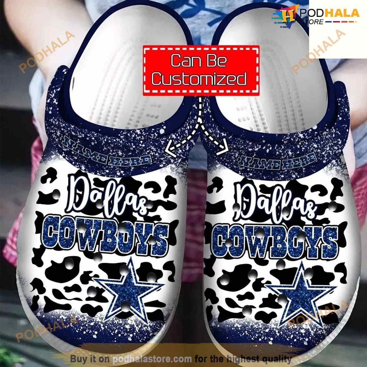 Dallas Cowboys Leopard Pattern Custom Name Crocsband Clog Comfortable Water Shoes Dallas Cowboys Leopard Pattern Custom Name Crocsband Clog Comfortable Water Shoes