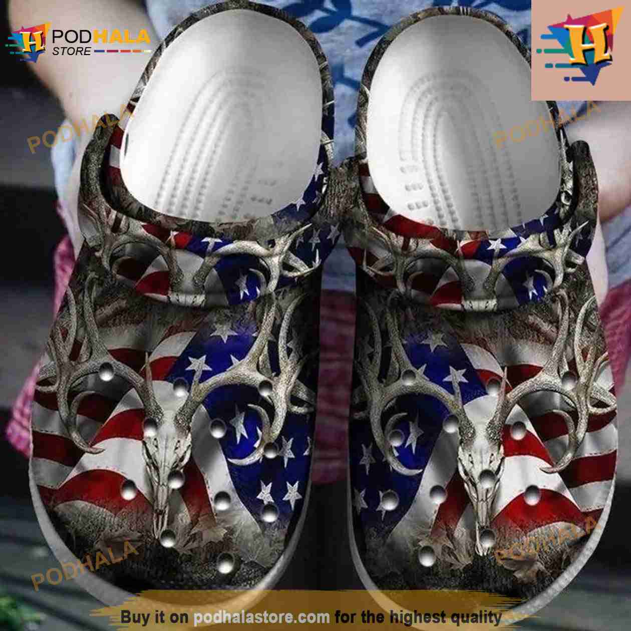 Deer Hunter America Flag Clog Crocs Clog Shoes Deer Hunter America Flag Clog Crocs Clog Shoes