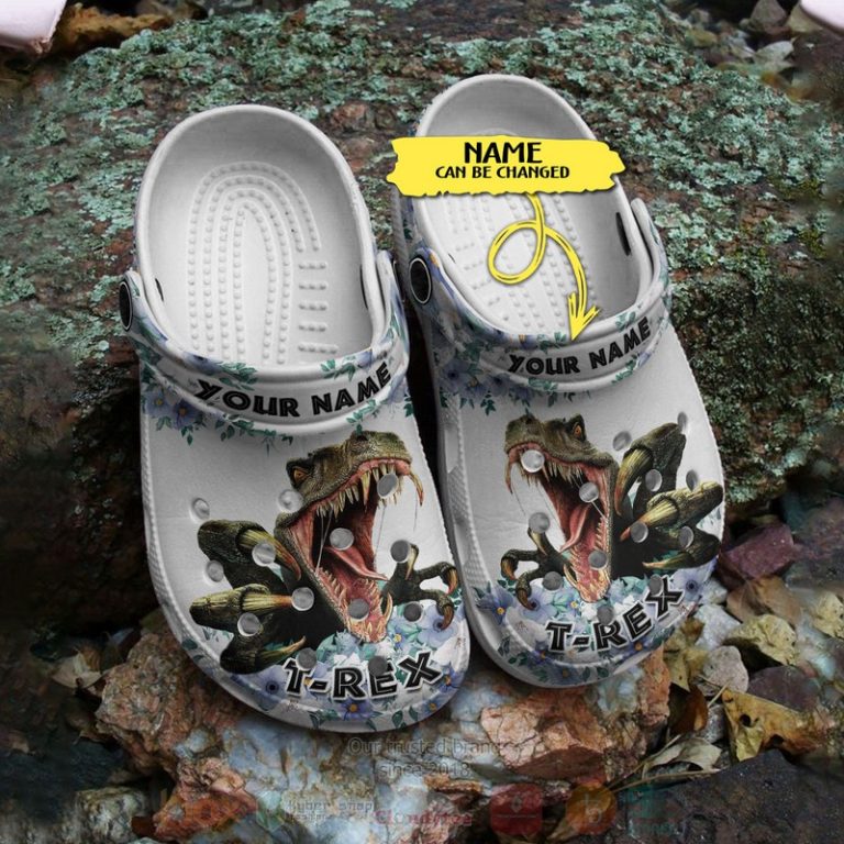 Dinosaur-Custom-Name-White-Crocband-Crocs-Clog-Shoes-2
