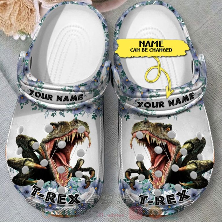 Dinosaur-Custom-Name-White-Crocband-Crocs-Clog-Shoes-3