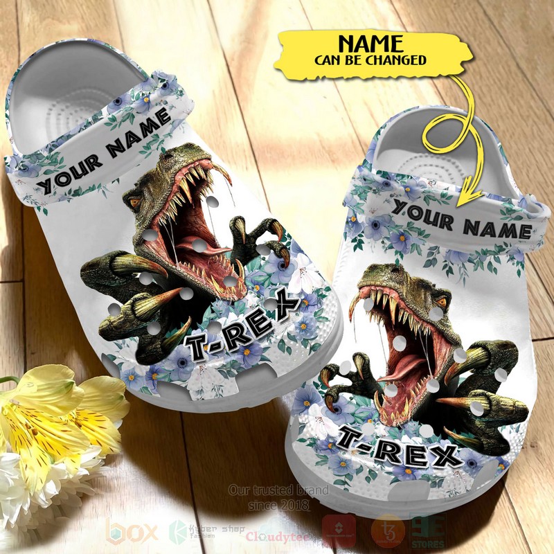 Dinosaur Custom Name White Crocband Crocs Clog Shoes Dinosaur Custom Name White Crocband Crocs Clog Shoes