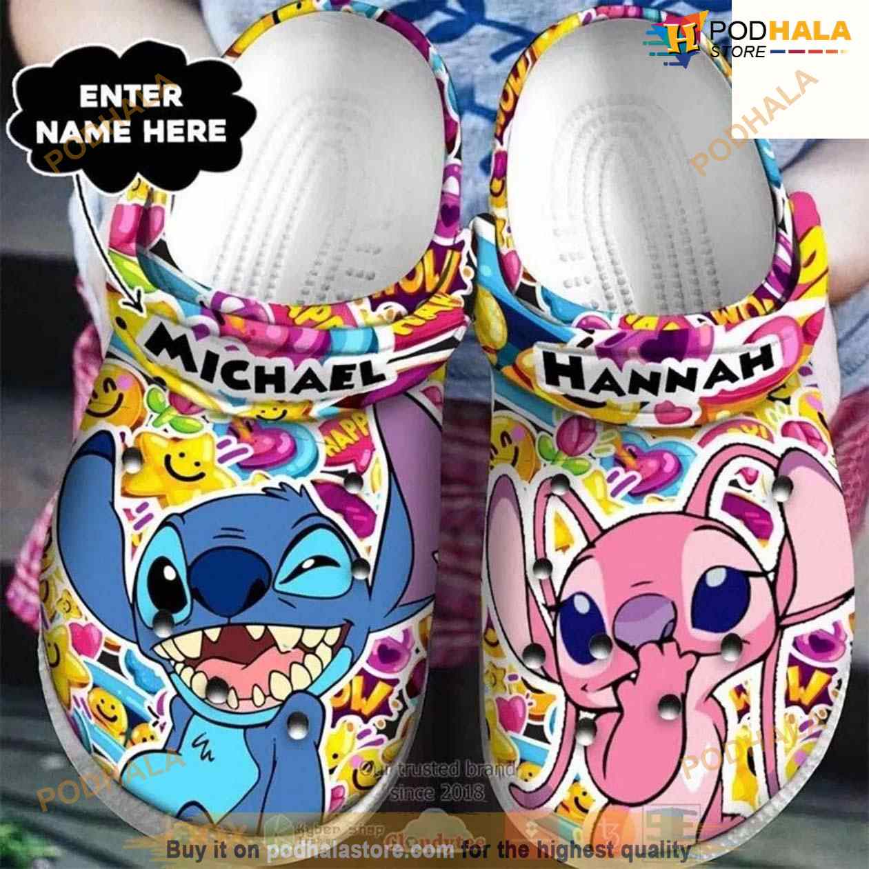 Disney Stitch Angel Custom Name Crocs Clog Shoes Gift For Family Disney Stitch Angel Custom Name Crocs Clog Shoes Gift For Family
