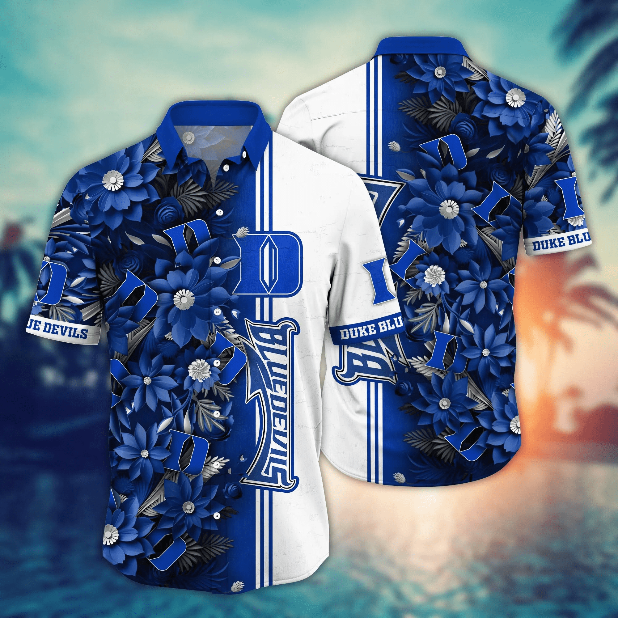 Duke Blue Devils Botanical Aloha Hawaiian Shirt Duke Blue Devils Botanical Aloha Hawaiian Shirt