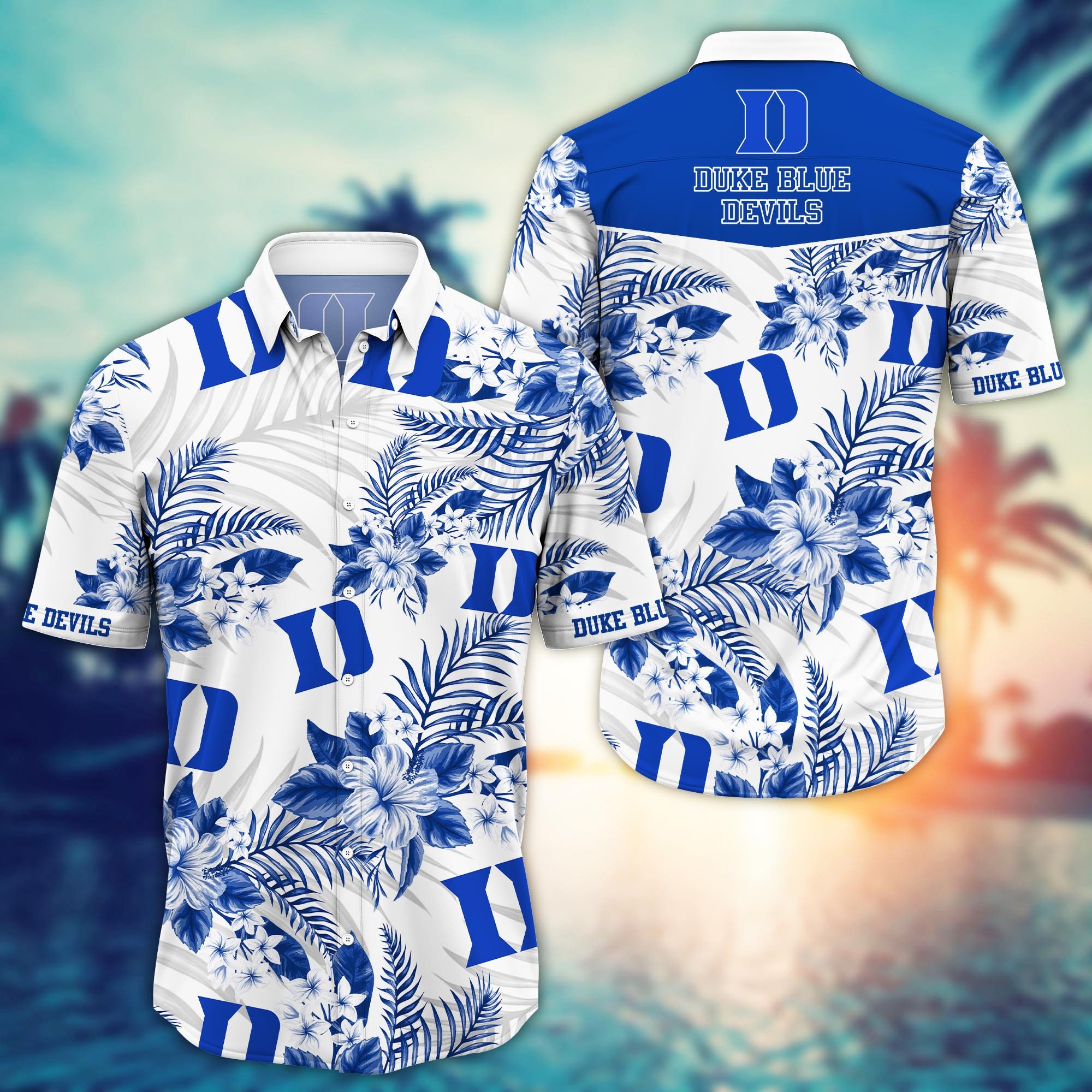 Duke Blue Devils Floral Aloha Hawaiian Shirt Duke Blue Devils Floral Aloha Hawaiian Shirt
