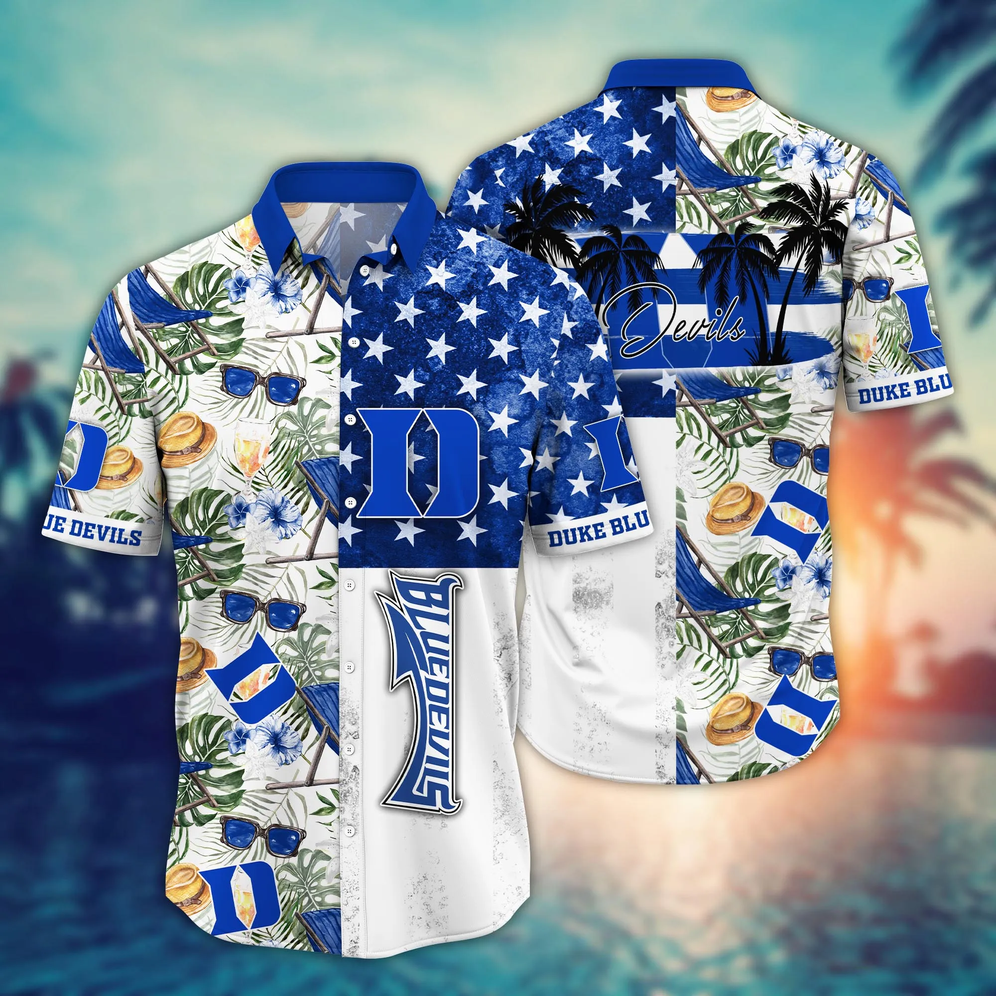 Duke Blue Devils Pineapple Tropical Flower Hawaiian Shirt Duke Blue Devils Pineapple Tropical Flower Hawaiian Shirt