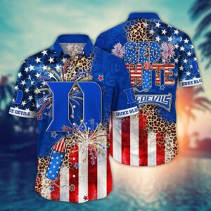 Duke Blue Devils US Independence Day Firework Patter Hawaiian Shirt