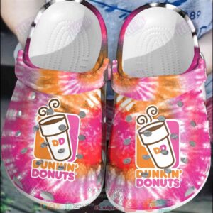 Dunkin Donuts Pink-Orange Crocband Crocs Clog Shoes