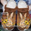 Easter Day Rabbit Sunflower Leather Patchwork Rabbit Lovers Crocs Gift