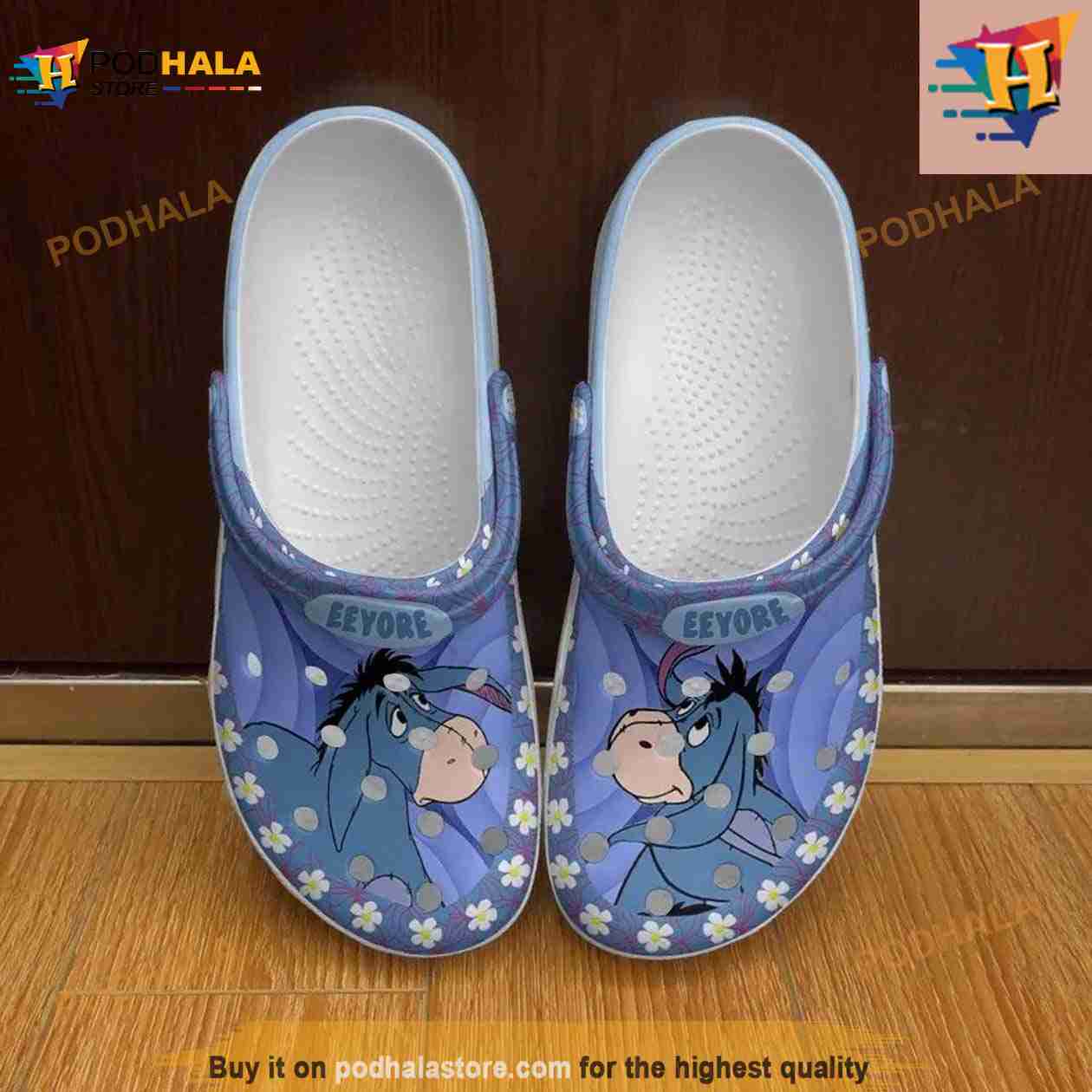 Eeyore Donkey Blue Flowers Patterns Graphic Cartoon Unisex Crocs Clog Shoes Eeyore Donkey Blue Flowers Patterns Graphic Cartoon Unisex Crocs Clog Shoes