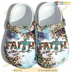 Faith Jesus Christian Christmas Leopard Crocs Shoes Clogs For Grandma