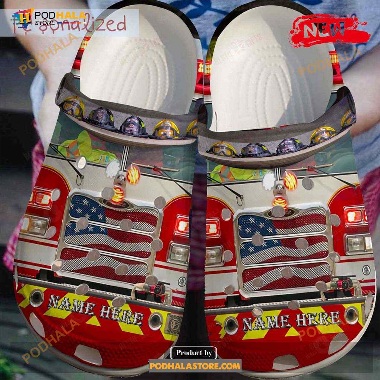 Firefighter Classic Whitesole Firetruck For Man Women Crocs Clog Shoes Firefighter Classic Whitesole Firetruck For Man Women Crocs Clog Shoes