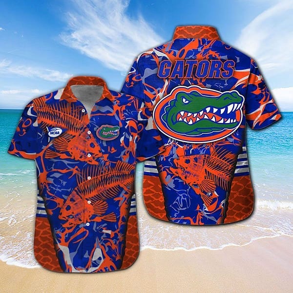 Florida Gators Fishbone Design Hawaiian Shirt Florida Gators Fishbone Design Hawaiian Shirt