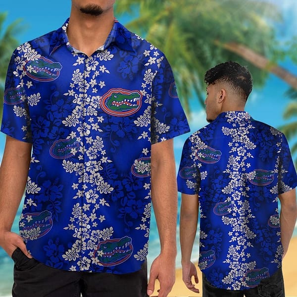 Florida Gators White Floral Hawaiian Shirt Florida Gators White Floral Hawaiian Shirt