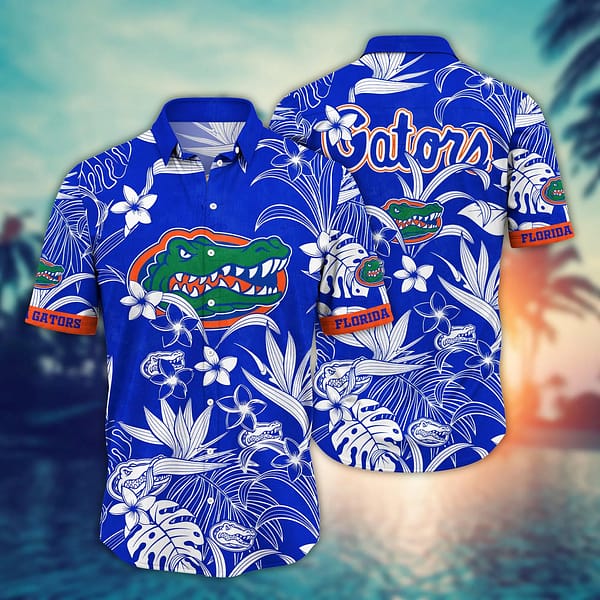 Florida Gators White Floral Hawaiian Shirt Florida Gators White Floral Hawaiian Shirt