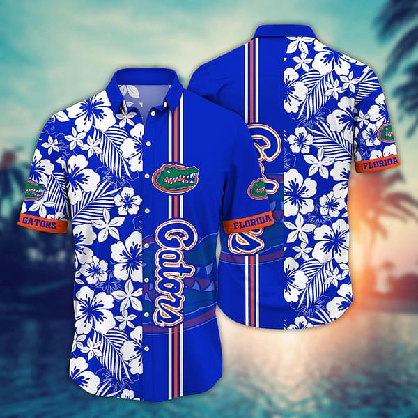 Florida Gators White Tropical Flower Hawaiian Shirt Florida Gators White Tropical Flower Hawaiian Shirt