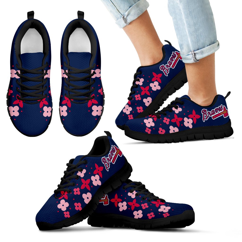 Flowers Pattern Atlanta Braves Sneakers Flowers Pattern Atlanta Braves Sneakers