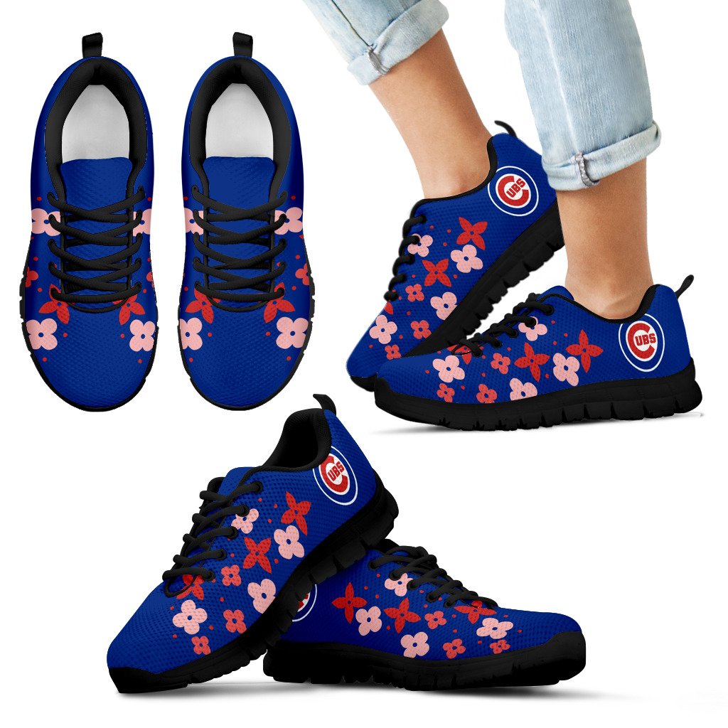 Flowers Pattern Chicago Cubs Sneakers Flowers Pattern Chicago Cubs Sneakers