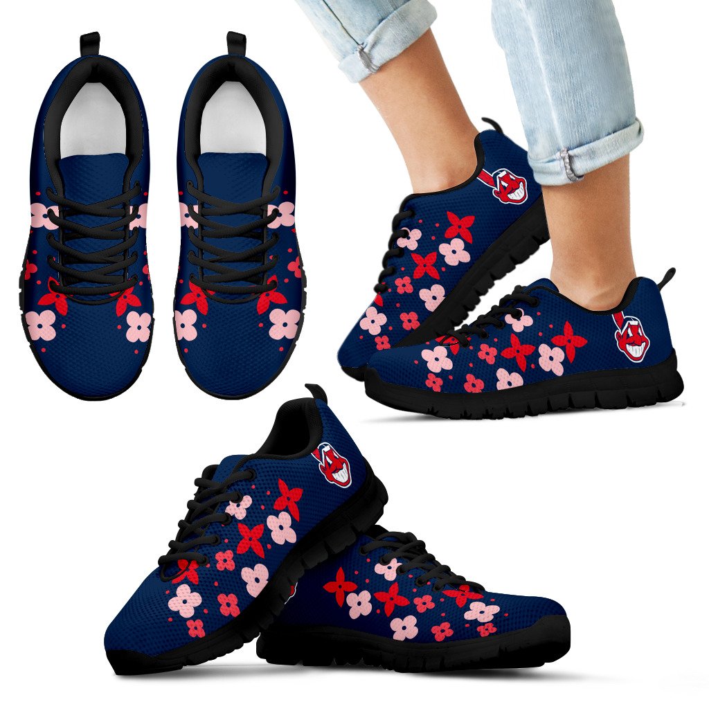 Flowers Pattern Cleveland Indians Sneakers Flowers Pattern Cleveland Indians Sneakers