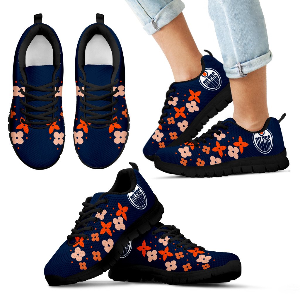 Flowers Pattern Edmonton Oilers Sneakers Flowers Pattern Edmonton Oilers Sneakers