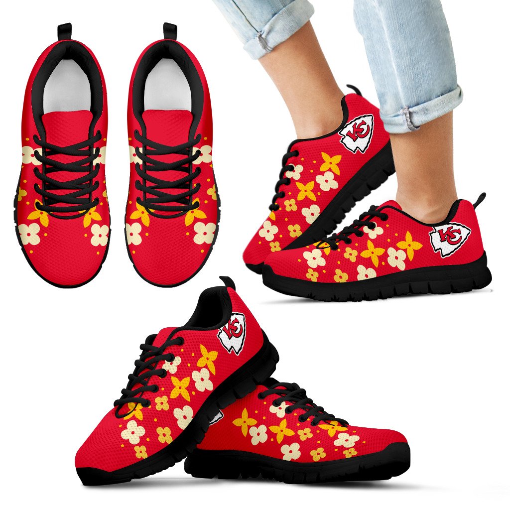 Flowers Pattern Kansas City Chiefs Sneakers Flowers Pattern Kansas City Chiefs Sneakers