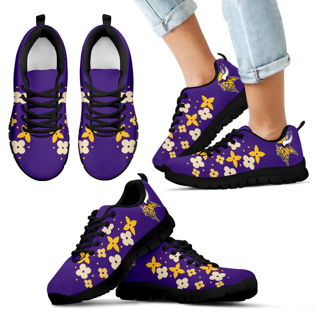 Flowers Pattern Minnesota Vikings Sneakers Flowers Pattern Minnesota Vikings Sneakers