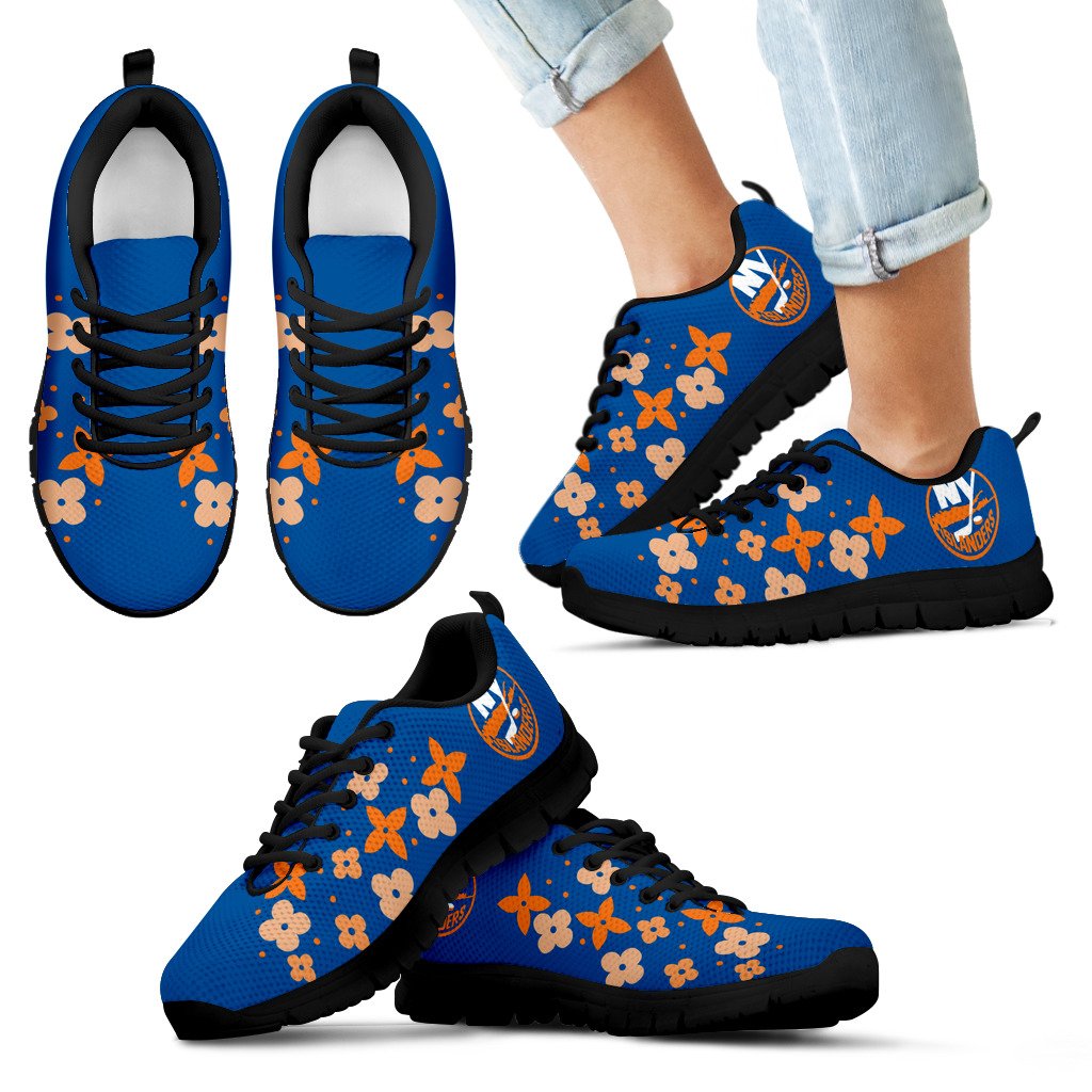 Flowers Pattern New York Islanders Sneakers Flowers Pattern New York Islanders Sneakers