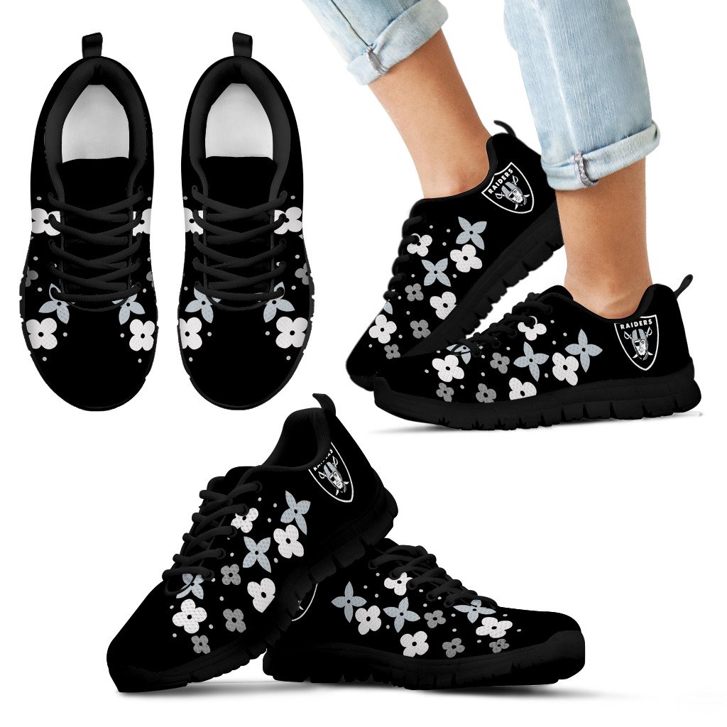 Flowers Pattern Oakland Raiders Sneakers Flowers Pattern Oakland Raiders Sneakers