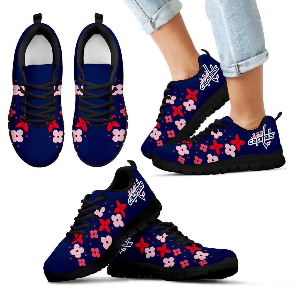 Flowers Pattern Washington Capitals Sneakers Flowers Pattern Washington Capitals Sneakers
