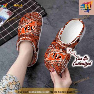 Football Crocs Personalized Cincinnati Bengals Ripped Zebra Print Paint Clog Shoes