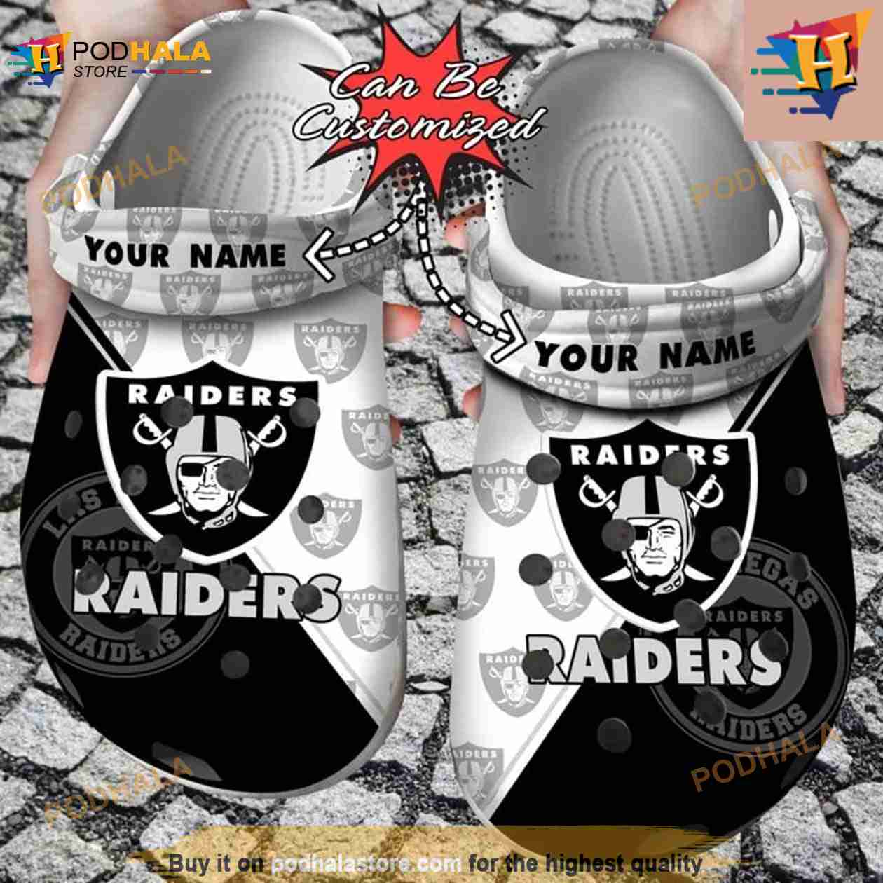 Football Crocs Personalized Las Vegas Raiders Team Pattern Clog Shoes Football Crocs Personalized Las Vegas Raiders Team Pattern Clog Shoes