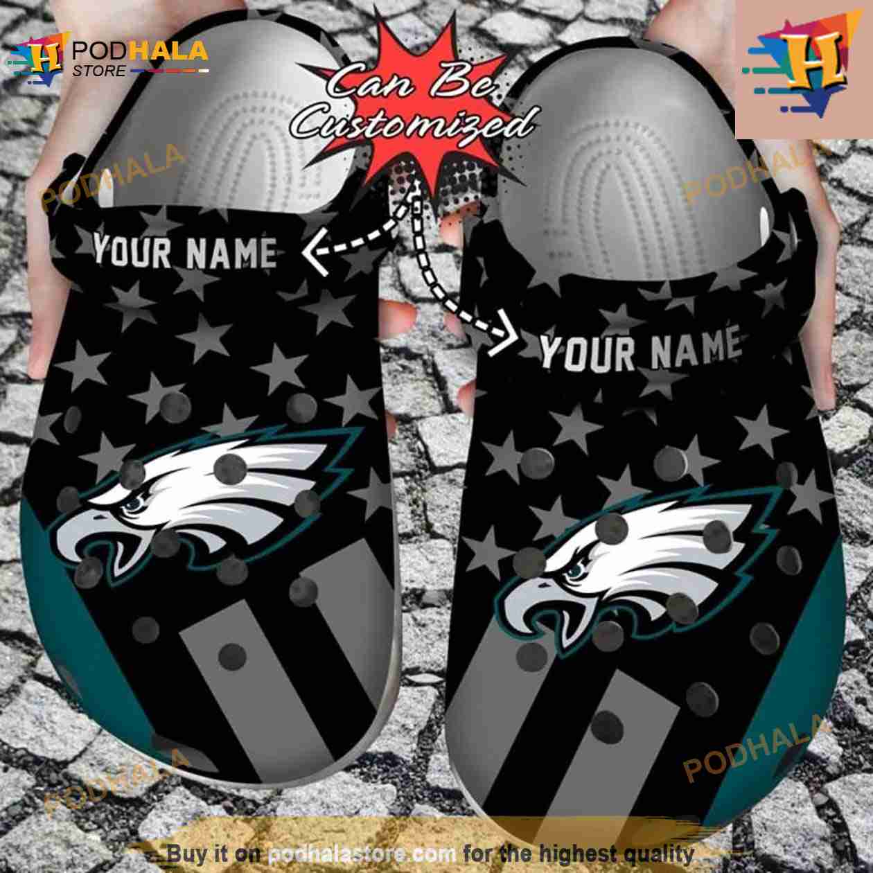 Football Crocs Personalized Philadelphia Eagles Star Flag Clog Shoes Football Crocs Personalized Philadelphia Eagles Star Flag Clog Shoes